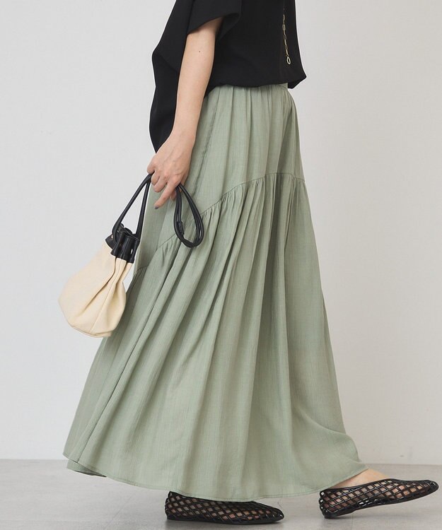 AMERICAN HOLIC 楊柳ギャザーボリュームフレアスカート Khaki