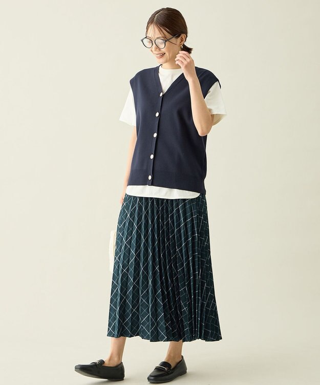 ANY メタルボタンニットベスト ネイビー