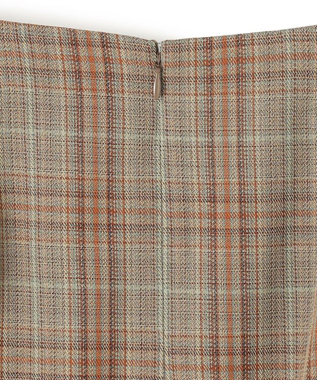 BEIGE， SELMA / チェックウールラッフルスカート Camel × Nude