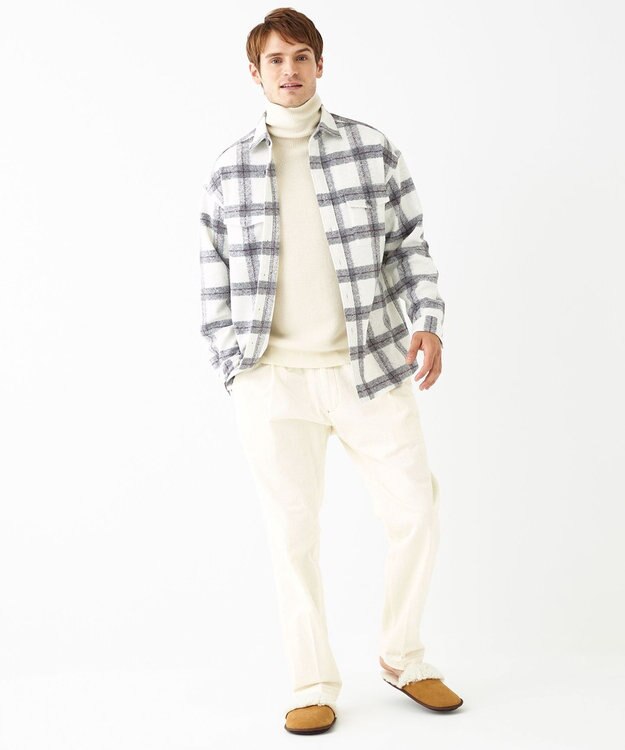 JOSEPH ABBOUD MOUNTAIN 【SPACE／UNISEX】フランネルジャージーブロック シャツ ライトグレー系4