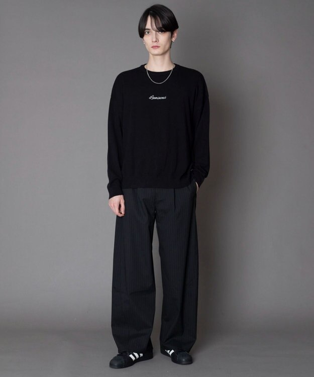 WEGO アクセ付きワンポイントニットプルオーバー（LS） ブラック