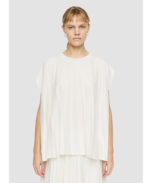 JOSEPH 【洗える】コットンプリッセ　ラウンドネックTシャツ Ivory