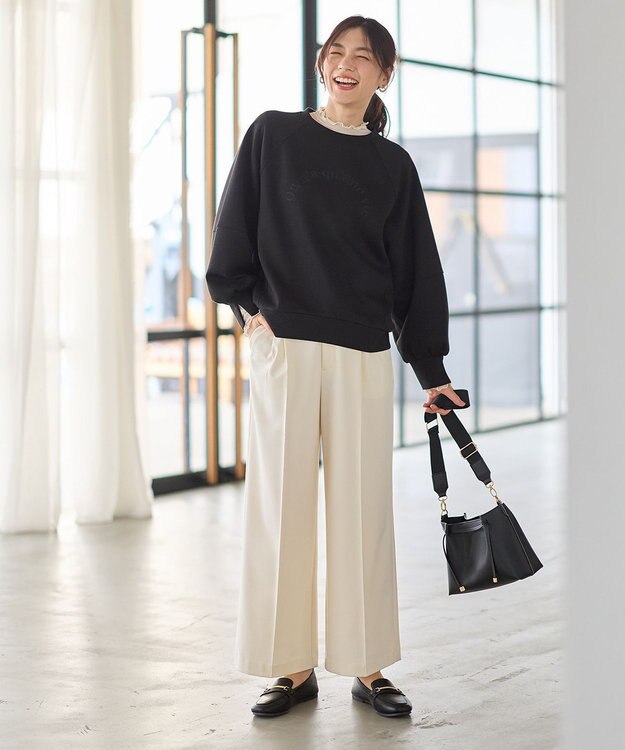 ANY L ロゴ刺繍ダンボールトレーナー ブラック