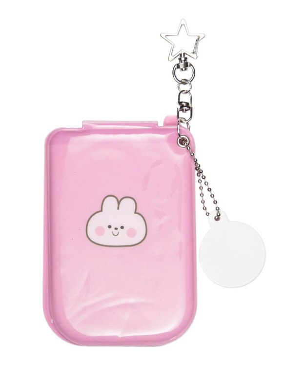 WEGO 【痛バ＆推し活グッズ】チャーム付きゆるアニマルガラケーカードホルダーキーホルダー ピンク