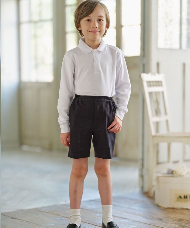 J.PRESS KIDS 【110-130cm】40/2鹿の子 長袖 ポロシャツ ホワイト系