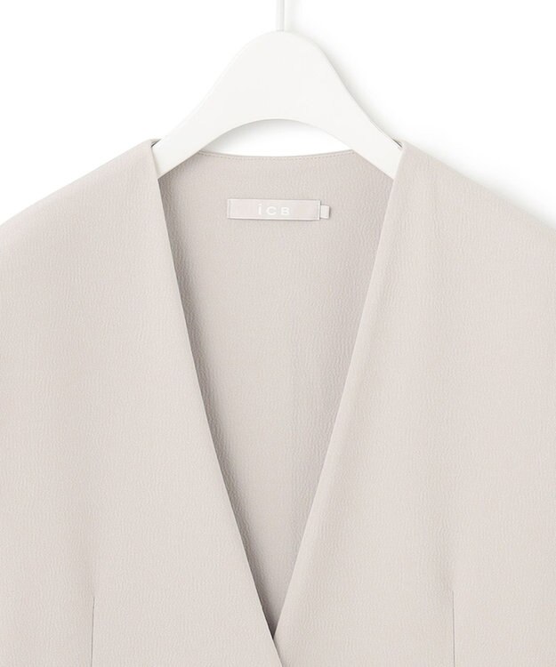 ICB 【WEB限定・洗える】BackSatinGeorgette ノーカラージレ ベージュ系