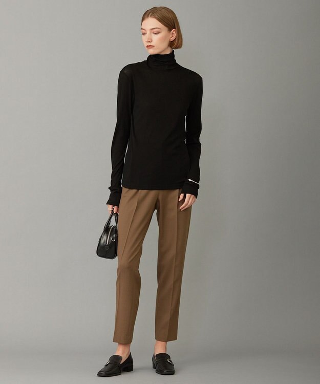 ICB L 【新色追加・洗える】 パウダリーリブ ハイネックプルオーバー ブラック系