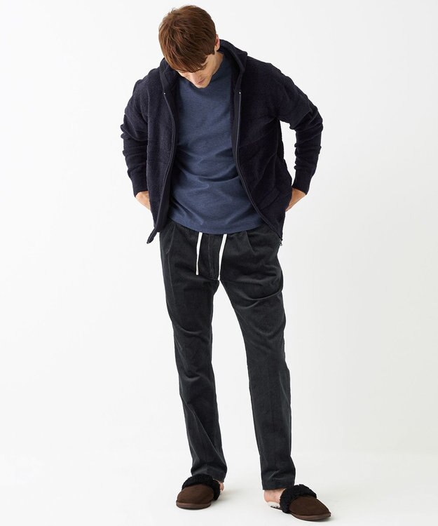 JOSEPH ABBOUD MOUNTAIN 【SPACE／UNISEX】ベアフリースカモフラージュ パーカー ネイビー系