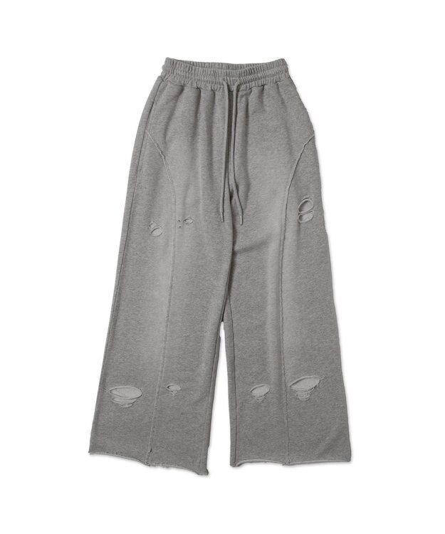 WEGO 【ウエストゴム】ヴィンテージウォッシュスウェットワイドパンツ 杢グレー