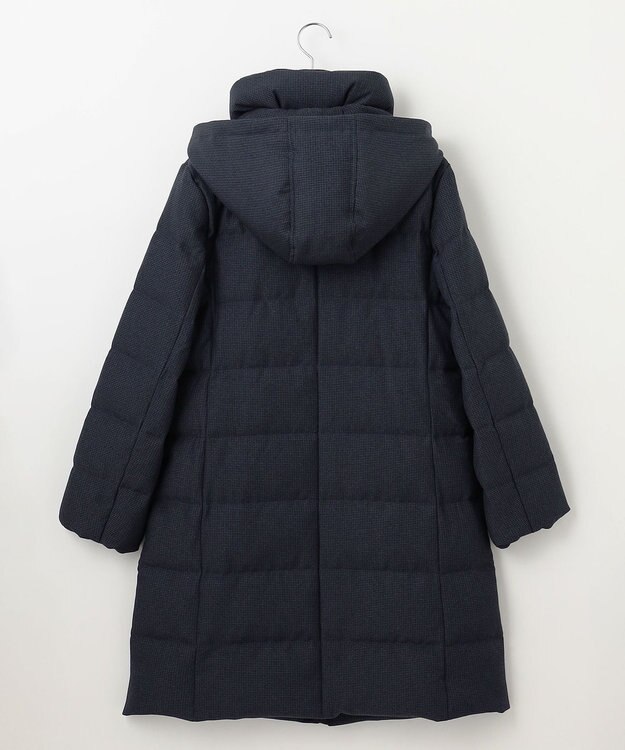 J.PRESS LADIES 【洗える】ポリエステルハウンドトゥース ロング ダウンコート ネイビー系3