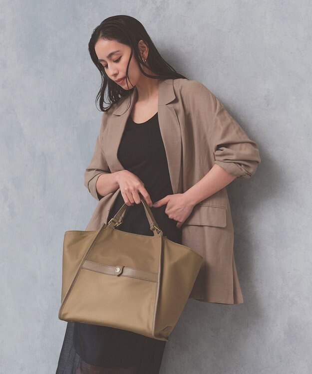 TOPKAPI 【TREASURE TOPKAPI】ナイロン 2way レザーハンドル トートバッグ グレージュ