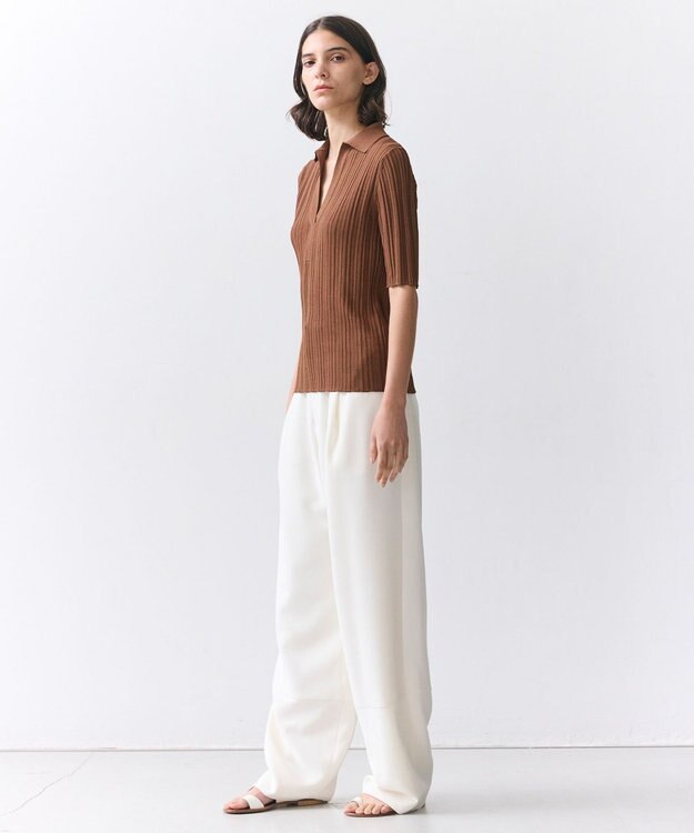 BEIGE， LABRADO / ランダムリブ スキッパーニット Brown