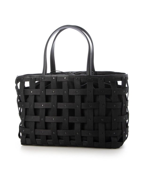 UNBILLION ペルケ perche / テープ透かし格子トートバッグL ブラック