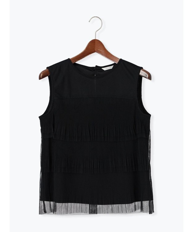 Te chichi ティアードチュールプリーツブラウス ブラック