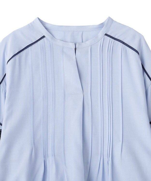 YECCA VECCA レース切替スキッパーブラウス Blue