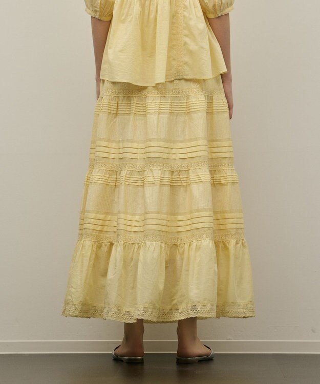 GRACE CONTINENTAL ピンタックティアードスカート イエロー
