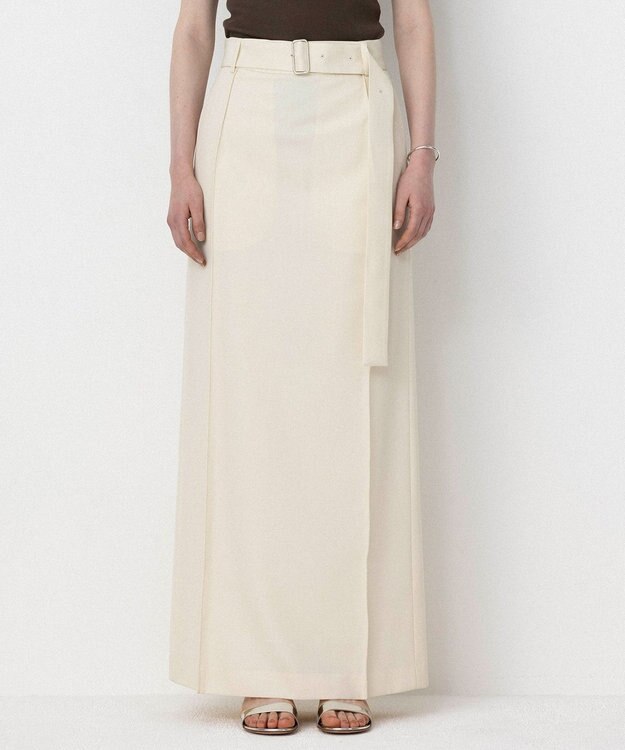 NAVE 【Nave・セットアップ可】ウールポリエステルツイルスカート アイボリー系