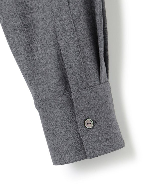 23区 【洗える】ウールストレッチツイル シャツワンピース ライトグレー