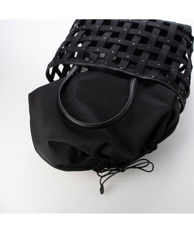 UNBILLION ペルケ perche / テープ透かし格子トートバッグL ブラック