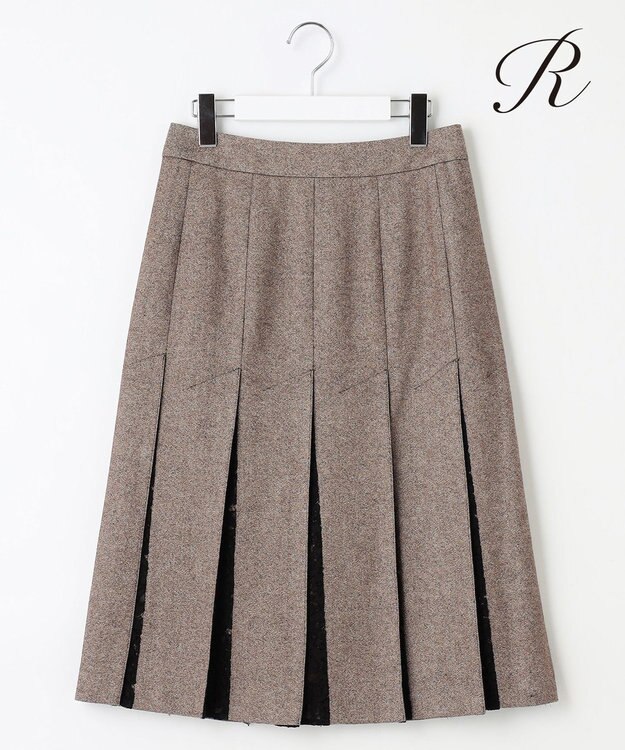 23区 【R(アール)】マットツイード プリーツスカート ブラウン系