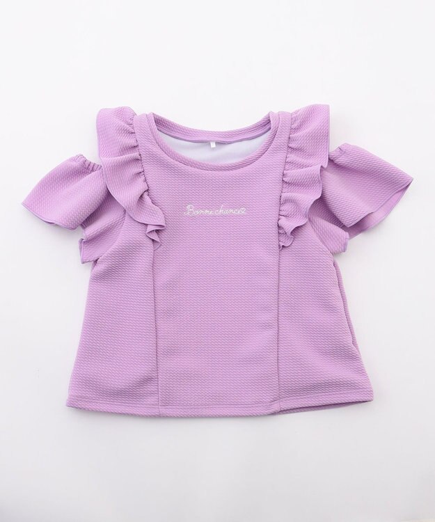 ANY KIDS 【UVカット】2WAYショルダーセパレート水着 ラベンダー×ラベンダーチェック