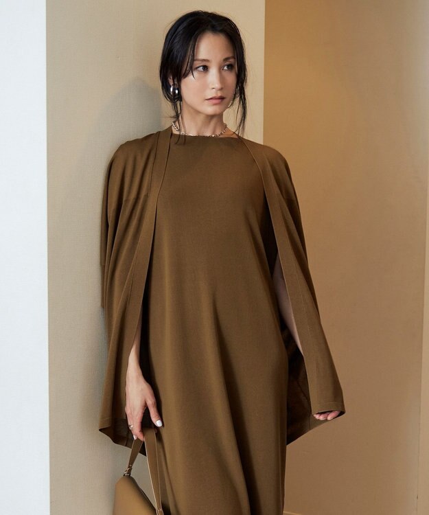 ICB 【洗える】ドライコットンアセテート ドルマンスリーブカーディガン キャメル系