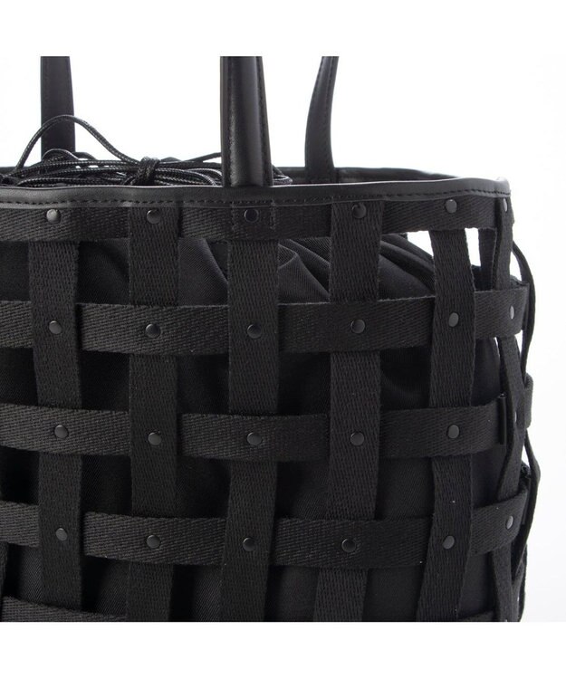 UNBILLION ペルケ perche / テープ透かし格子トートバッグL ブラック