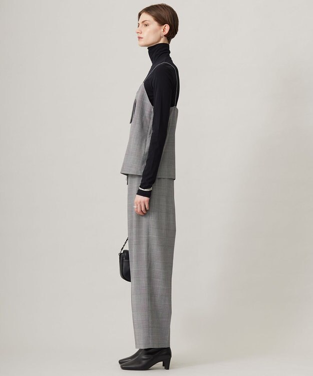 ICB L 【洗える】ウール2WAYストレッチ キャミソールブラウス グレンチェック系