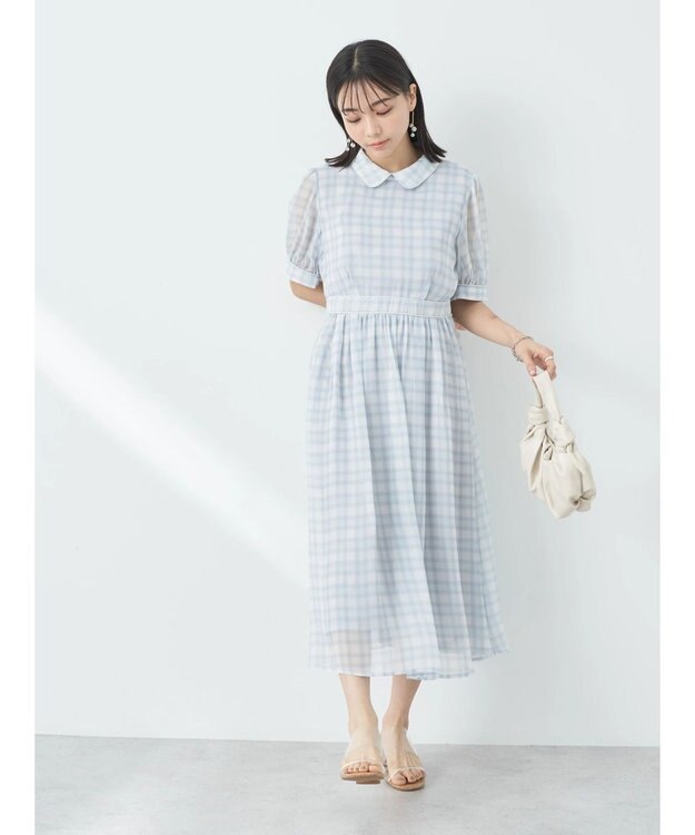 earth music&ecology クラシカルチェックワンピース Blue