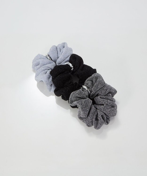 Phoebe メタルグリッターシュシュ　ライトグレー ライトグレー