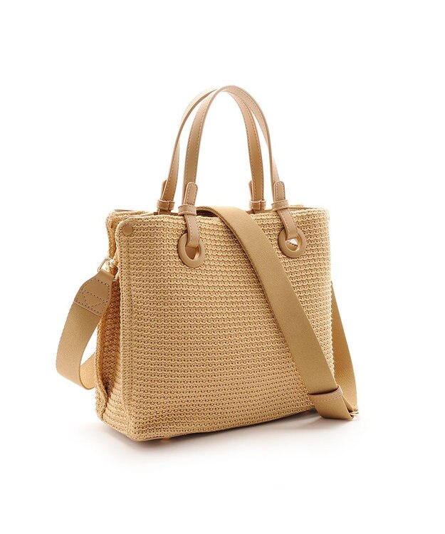 MioFIRANO カジュアルシックガーターステッチハンドバッグ 2WAY チャーム付き　FIRANO フィラノ BEIGE
