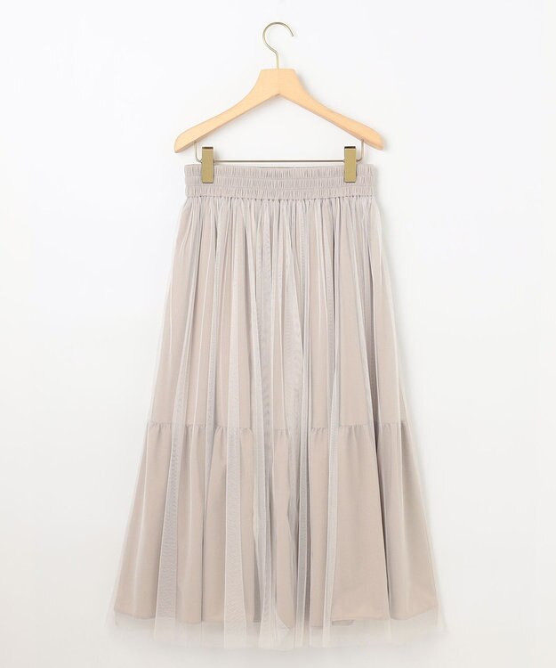 組曲 ギャザーチュール ドラマティック スカート ピンクベージュ系