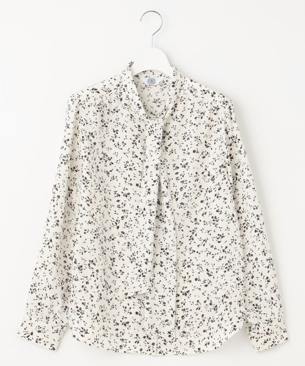 J.PRESS LADIES L 【洗える】ピーチサテン フラワープリント ボウタイ ブラウス アイボリー系5