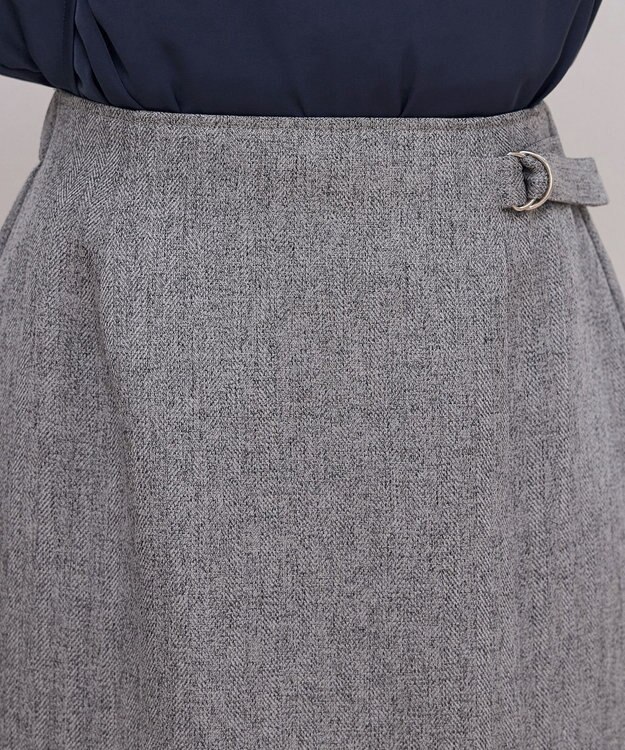 Tiaclasse 【洗える】メランジヘリンボーンツイードスカート ライトグレー