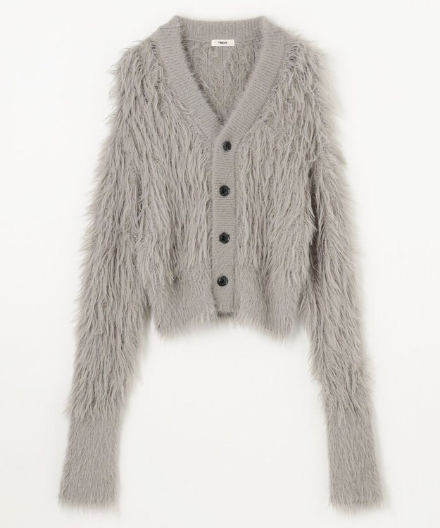 NAVE 【ReNAVE・洗える】メルティーシャギーニット カーディガン ライトグレー系