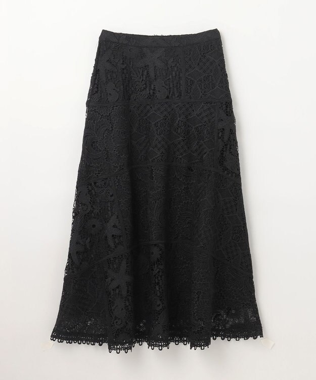 GRACE CONTINENTAL ケミカルレースパッチワークスカート ブラック