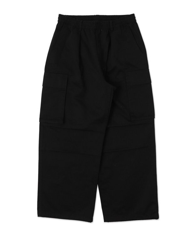 WEGO 【ウエストゴム/SMLサイズ展開】イージーワイドカーゴパンツ ブラック