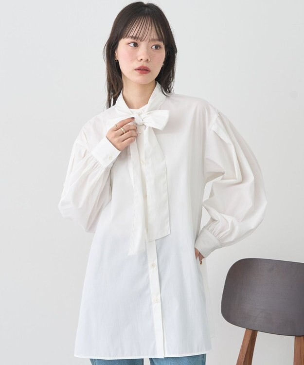 earth music&ecology 2wayボウタイブラウス Off White