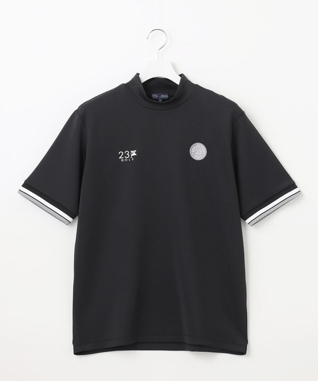 23区GOLF 【MEN】【吸水速乾・UVケア】袖ライン モックネックシャツ ブラック系