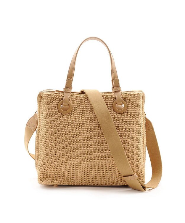 MioFIRANO カジュアルシックガーターステッチハンドバッグ 2WAY チャーム付き　FIRANO フィラノ BEIGE