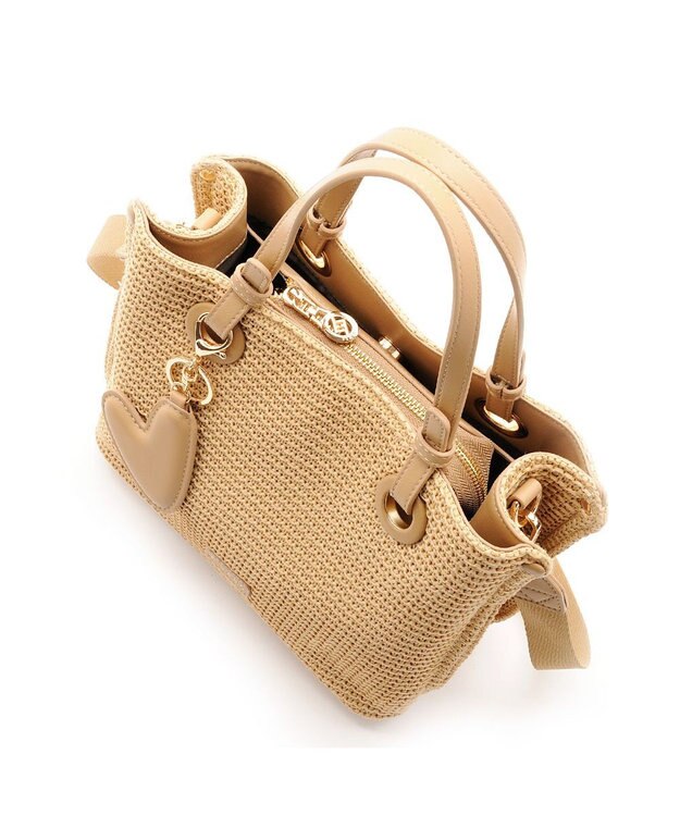 MioFIRANO カジュアルシックガーターステッチハンドバッグ 2WAY チャーム付き　FIRANO フィラノ BEIGE
