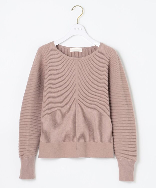 ANY SIS L 【洗える】アレンジRIB ニット ライトモカ