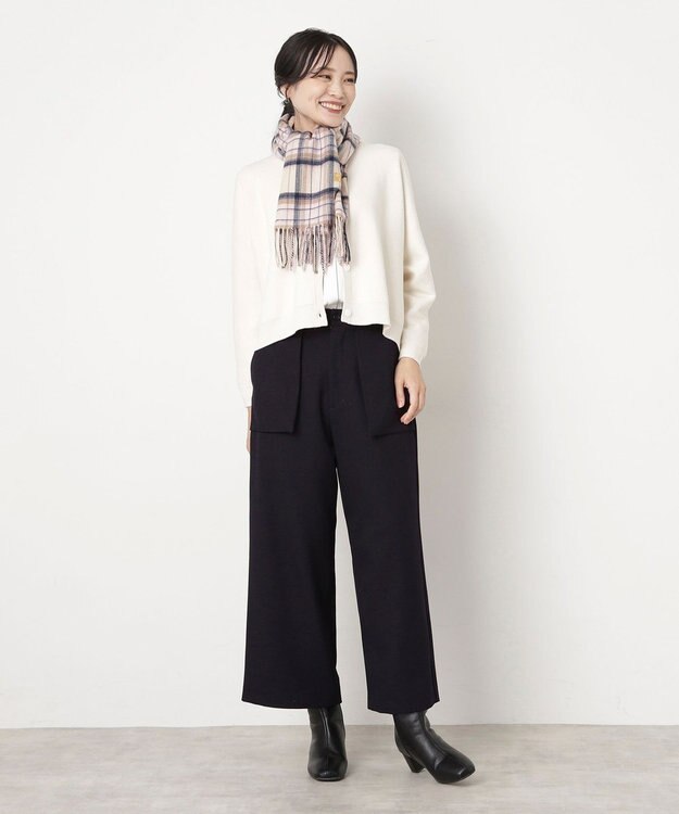 MOONBAT WEB限定【洗える】ミエル (miel) カシミヤ100％ チェックマフラー ベージュ