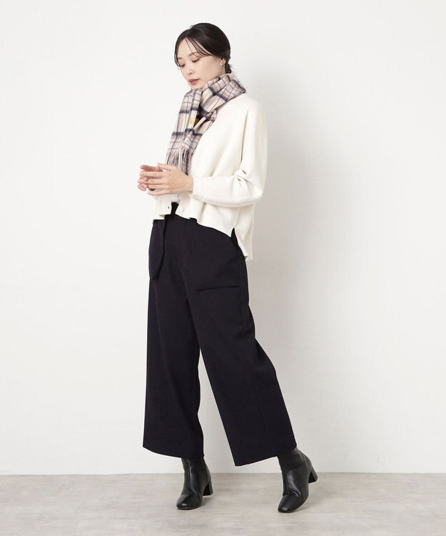 MOONBAT WEB限定【洗える】ミエル (miel) カシミヤ100％ チェックマフラー ベージュ