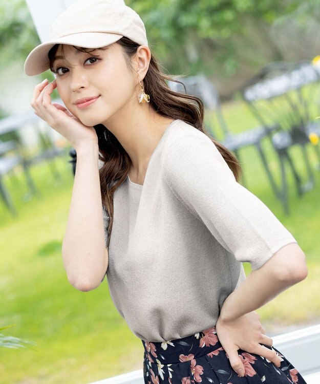 Tiaclasse 【洗える】シアースリーブニットトップス グレー