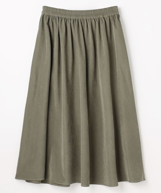 ANY L 【2SET】バイカラーニット×スエードスカートセット エクリュ×カーキ