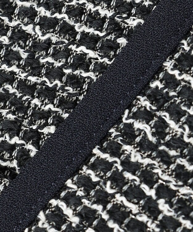 ANY SIS シャイニーストレッチツイード ノーカラージャケット シャンブレーネイビー