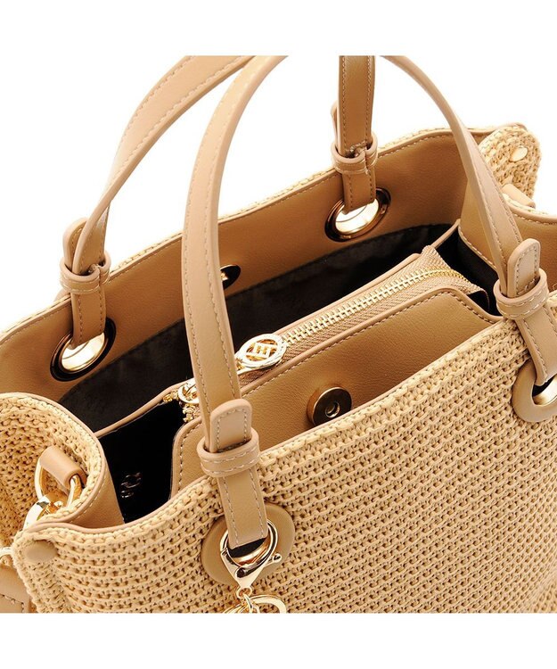 MioFIRANO カジュアルシックガーターステッチハンドバッグ 2WAY チャーム付き　FIRANO フィラノ BEIGE