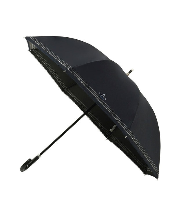 MOONBAT 【一級遮光/晴雨兼用】LANVIN en Bleu (ランバン オン ブルー) 長傘 日傘 ラメ刺繍 ピコレース ディープブルー