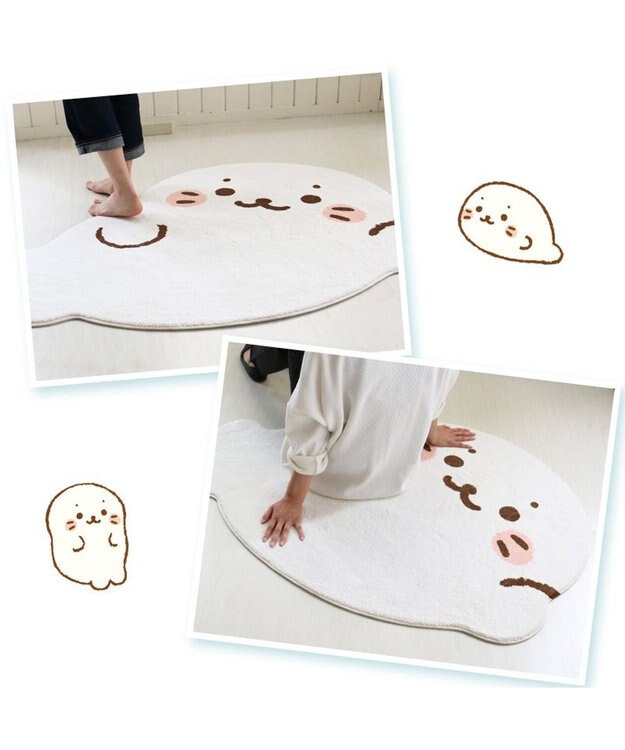 Mother garden しろたん ダイカット フロアラグ Lサイズ 100×130cm -